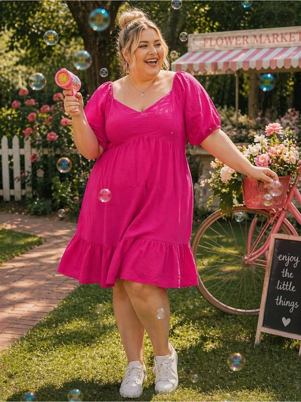 Nine West Fuchsia Mini Dress. 2X. Smocked back.